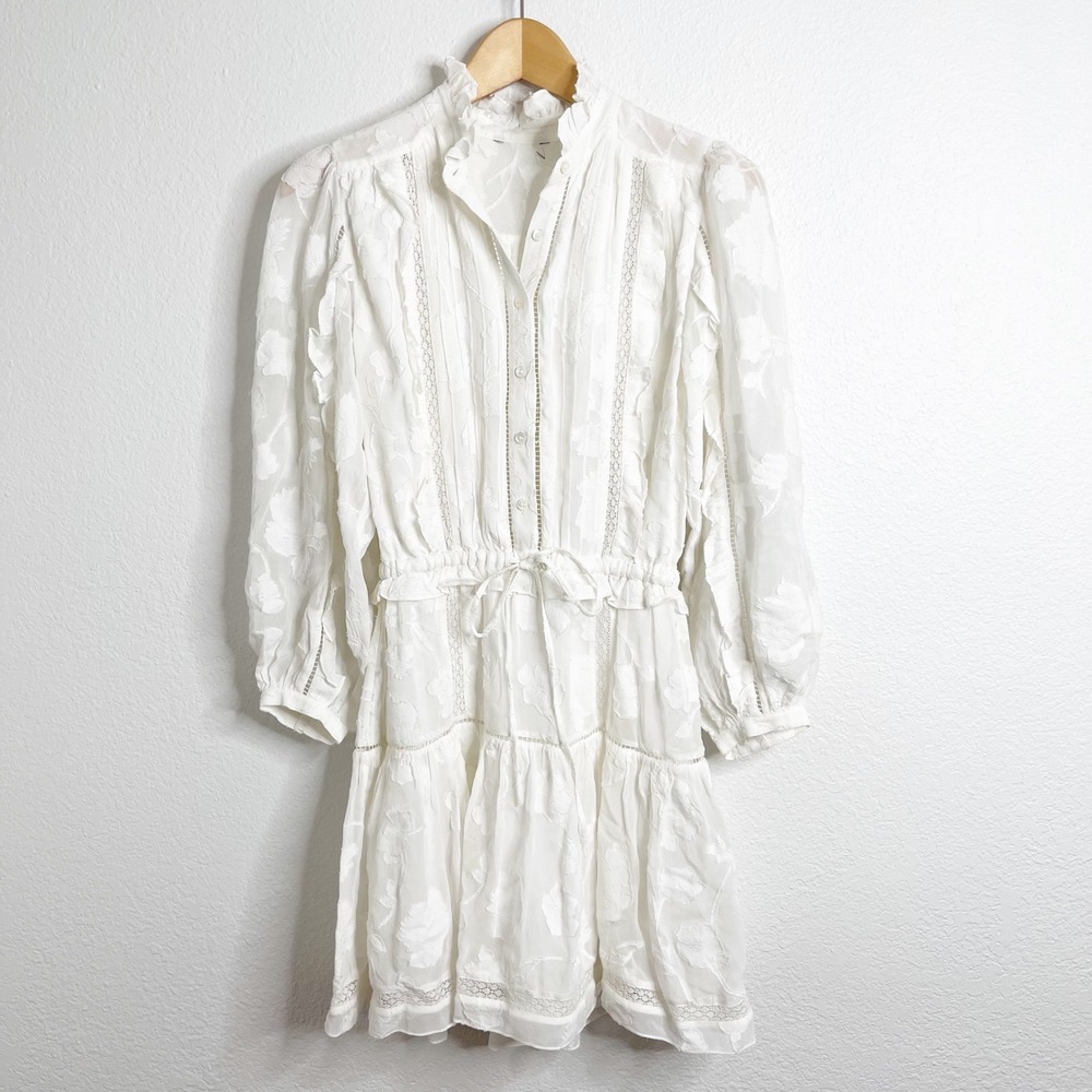 Joie Adel B Porcelain White Floral Lace Mini Dress XXS NEW